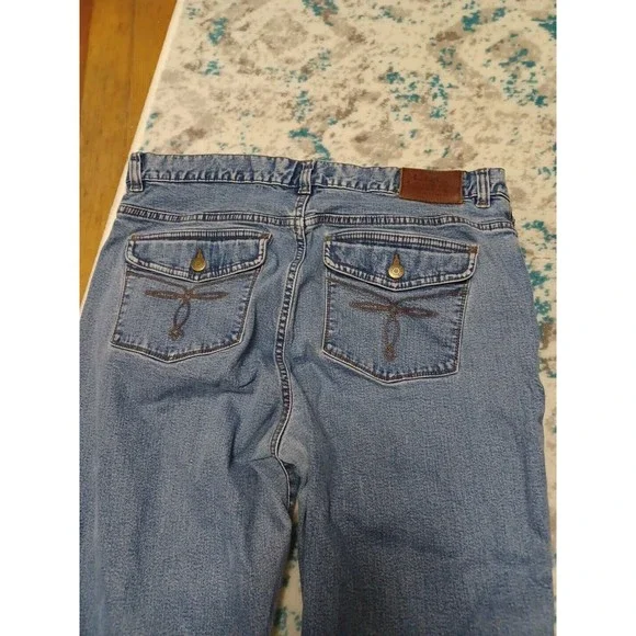 LRL Ralph Lauren Jeans Womens 14P Petite Mid Rise Bootcut Stone Wash Blue Denim - Picture 9 of 11
